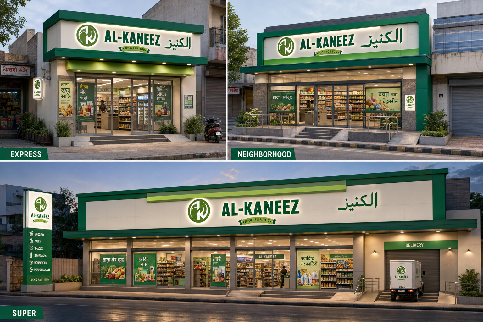 Three Alkaneez convenience store exterior concepts